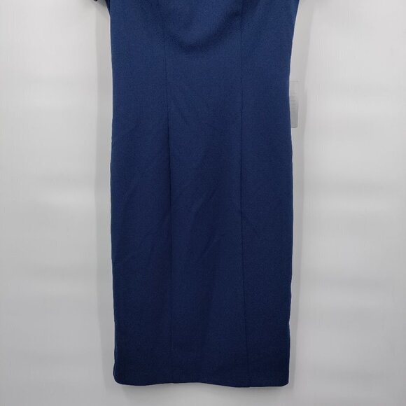 New JS Collections Tulip Sleeve V Neck Mini Structured Dress Size 2 Women Blue - Picture 7 of 16